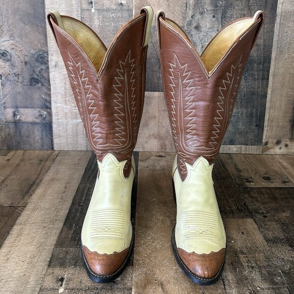 Tony Lama Vintage 6214 Gold Label Wingtip Urban Cowboy Boots Mens 10 D - Picture 1 of 12